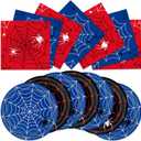 40pcs Spider Web Birthday Supplies,include 20 Dessert Plate, 20 Napkin,Boys and Girls Birthday Party Supplies,Used for Halloween Spider Party Decoration