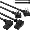 Elecan 3-Prong 45 Degree Flat to 90 Angled Plug Replacement Power Cord 7 Ft/2 Pack, Heatproof Flexible Durable AC Device Power Cable for Appliance Computer TV Monitor, ETL 18AWG 125V 10A