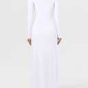 DAAWENXI Women's Sexy Deep V Neck Maxi Dress Long Sleeve Tie Wedding Guest Cocktail Evening Dresses (White, S)