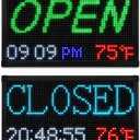 LED Open Closed Sign for Business, Waterproof Programmable Store Sign with Auto Timer, Clock Temperature Date Display, Scrolling Message Board for Shop Restaurant Barber
