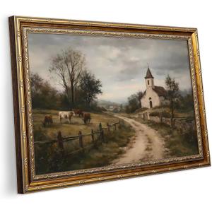 Vintage Countryside Landscape Wall Art(Landscape Wall Art, 16x24in, Framed)