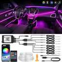 MICTUNING Car LED Interior Strip Light, 8 in 1 RGB Multicolor with 400 inches Fiber Optic Ambient Lighting Kits with Remote and APP Control, Car USB LED Strip Lights with Music Sync Mode