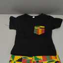 Mubineo Toddler Boy Girl Summer Dashiki Clothes African Print Outfits Kids Kente T Shirts Shorts Set (Black Yellow Red, 4 Years)