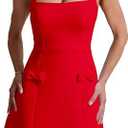 BORIFLORS Women's Sexy Square Neck Halter Mini Dress Backless Corset Party Short Dresses, XL, Red
