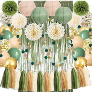 Sage Green Gold Baby Shower Party Decorations