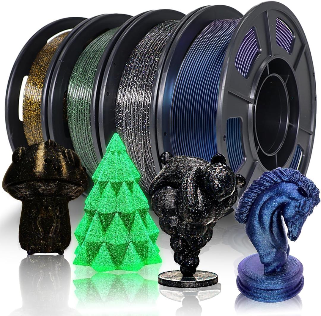YOUSU 3D Printer Filament PLA Filament 1.75mm Multicolor PLA Filament 250g*4 Sample Pack