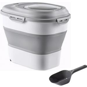 Portable Cat Litter Storage Container, 40 Lbs Capacity, Rolling Wheels, Gray (Medium, 40, Pound)