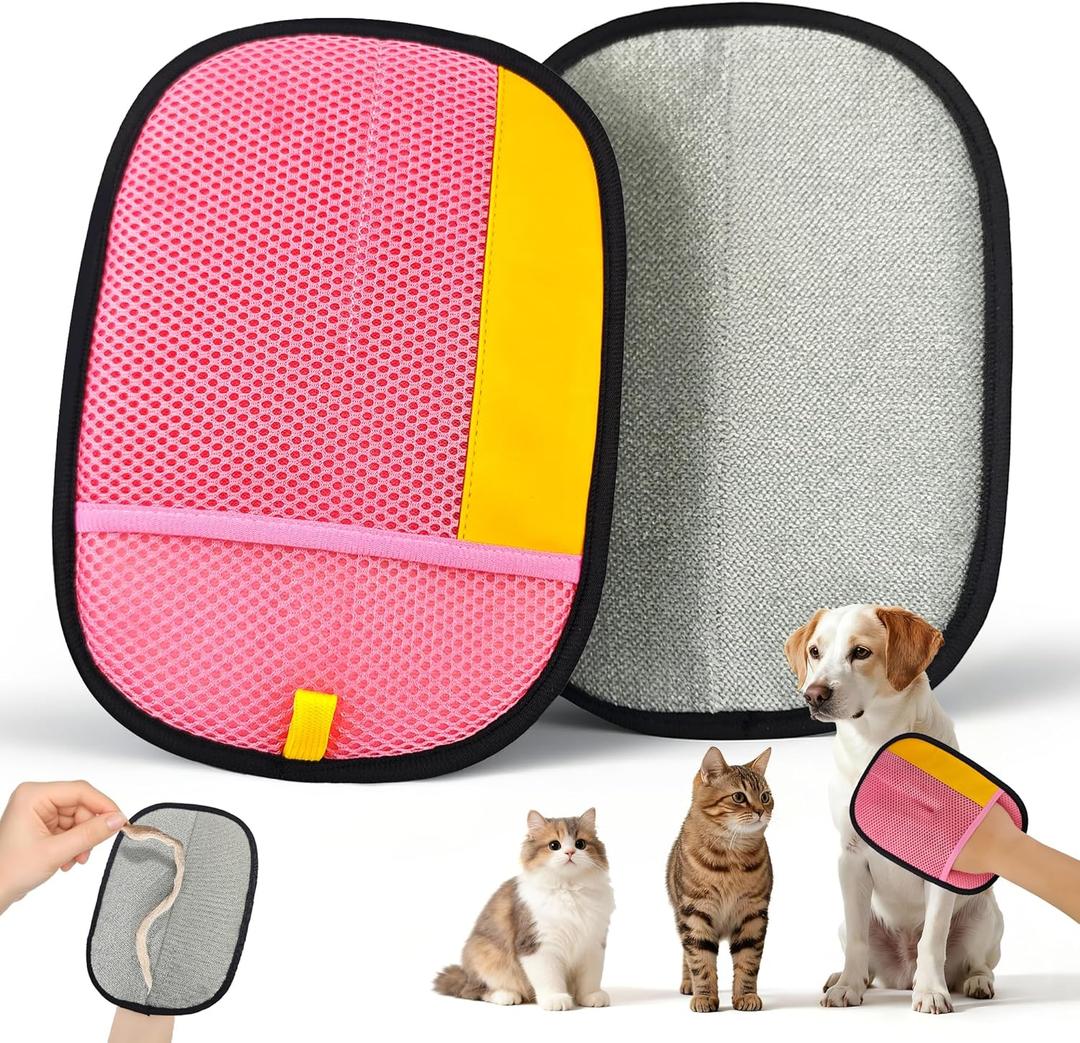 2 x Pet Hair Removal Glove, Magic Brush Electrostatic Mitt, Pet Hair Remover Tool for Dog & Cat, Reusable Pet Hair Gloves Pet Grooming Needs, Fur Remover for Couch, Clothing, Carpet & Car Seat