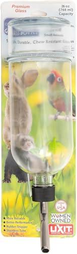 Lixit® Chew Proof Flat Sided Water Bottles for Rabbits, Ferrets, Rats, Birds, Hamsters, Guinea Pigs, Chinchillas Gerbils and Other Small Animals - Made in USA (Clear, 12 Ounce)
