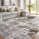 Living Room Area Rugs - 10x12 Abstract Large Soft Indoor Washable Rug Neutral Modern Low Pile Carpet for Bedroom Dining Room Farmhouse Home Office - Dark Brown