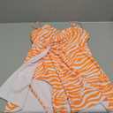 GRACE KARIN Women's One Piece Swim Dress V Neck Tummy Control Swimsuit Vacation Beachwear Bathing Suit (Small, Orange & White Stripes)