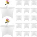 Peryiter 15 Pack Spandex Round Tablecloth Fitted Stretch Tablecloth Elastic Table Cover for Wedding Party Restaurant Banquet Cocktail and Halloween (White, 5 Ft, 60inch)