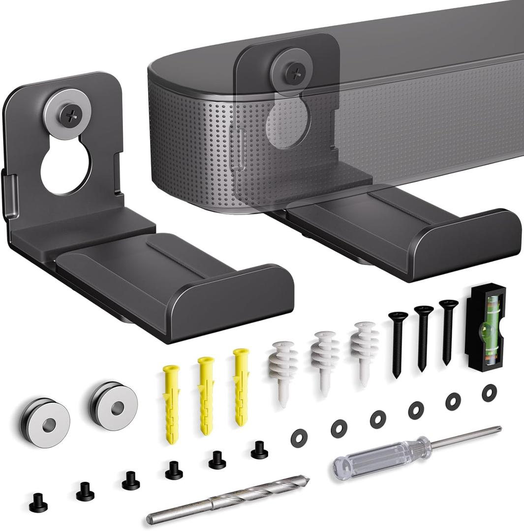 Sound Bar Mounts Under TV, Soundbar Bracket Universal Speaker Wall Mount Shelf Adjust 3.4" to 5.8" for Samsung, Vizio, Lg, Sony, JBL, Bose and More Soundbar Mount Bracket with Hardware Kit (1 Sets)