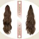 FELENDY 16" Ponytail Extension Long Curly Wavy Ponytails Clip in Claw Hair Extension Pony Tails Natural Looking Synthetic Hairpiece for Women Light Brown