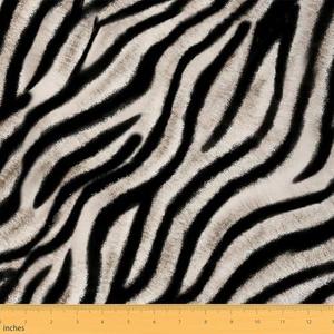 Zebra Skin Pattern Fabric by The Yard for Chairs African Wild Animal Upholstery Fabric for Arts DIY Black and White Stripes ,1 Yard