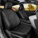 HKZ Custom Fit Camry Seat Covers for Toyota Camry 2018 2019 2020 2021 2022 2023 2024 XLE, XSE, XLE V6, XSE V6 - Gas Models Only & Avalon 2019-2022(Non-Hybrid) 5-Seats Full Set, Leather-Black
