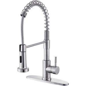 Kitchen Faucet with Pull Down Sprayer, Brushed Nickel Stainless Steel Faucet for 1 or 3 Hole, Single Handle Pull Out Spring Kitchen Sink Faucet for Laundry Utility Rv Wet Bar