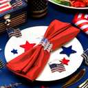 Geiserailie 6 Pieces Patriotic Napkin Rings 4th of July American Flag Napkin Ring Holder Red White and Blue Rhinestones Serviette Buckle Table Ring for 250th Anniversary Independence Day Party Home