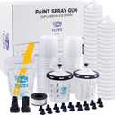YUZES Disposable Paint Gun Cups 20 Ounce(600ML), 40 Disposable Paint Cups Liners and Lid, 2 Hard Cup with Retainer Ring, 2 Paint Mixing Cups 32oz, 20 Plugs, PTFE Tape, Stirrer, 2 Spray Gun Adapter