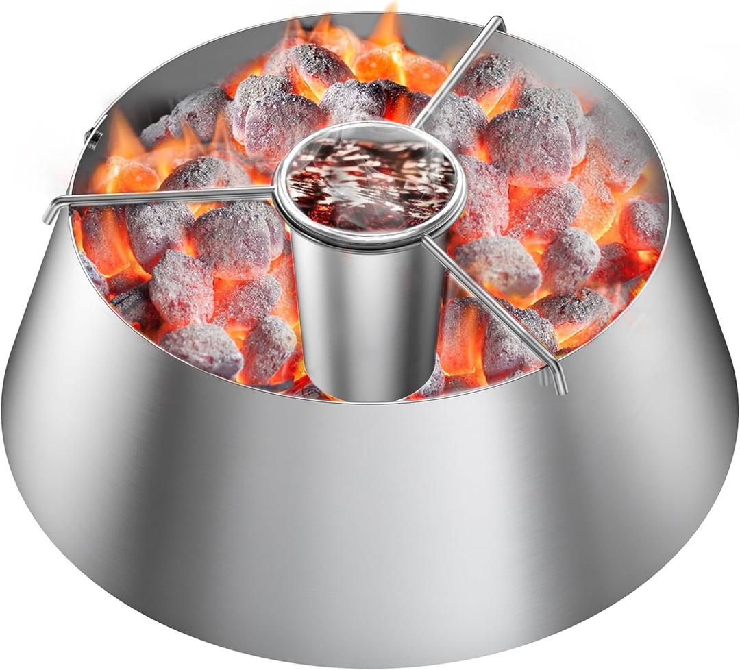 Skyflame Stainless Steel BBQ Whirlpool with Beer Can, Barbecue Whirlpool Accessories Compatibel with Big Green Egg/Kamado, Weber Charcoal Kettle
