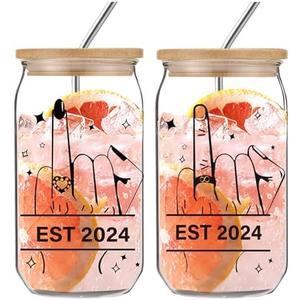 Fcaylo Wedding Gift for Couples 2024 - Bridal Shower, Engagement Present for Women, Wife, Friend, Newlywed - Ring Finger Ice Coffee Cup Mr and Mrs (16 oz) Pack of 3