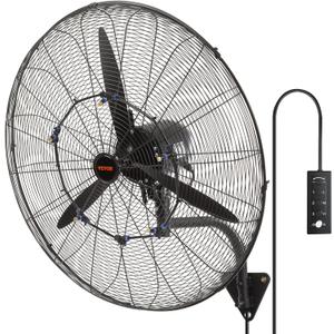 VEVOR 30 Inch Wall-Mount Misting Fan, 3-speed IP44 Waterproof Oscillating, Max. 9500 CFM Wall Mounted Fan for Outdoor, Commercial, Residential, Greenhouse, Workshop, Patio, Black, ETL Listed