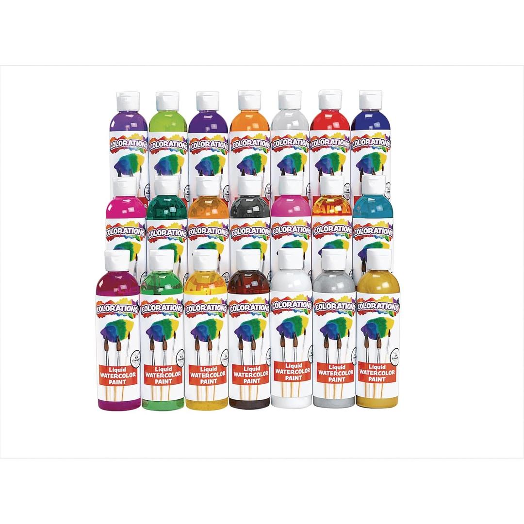 Colorations Liquid Watercolor Paints 8 oz. Bottles Classroom Supplies for Arts and Crafts Multicolor Variety Pack (Pack of 21) (Assorted, Set of 21)