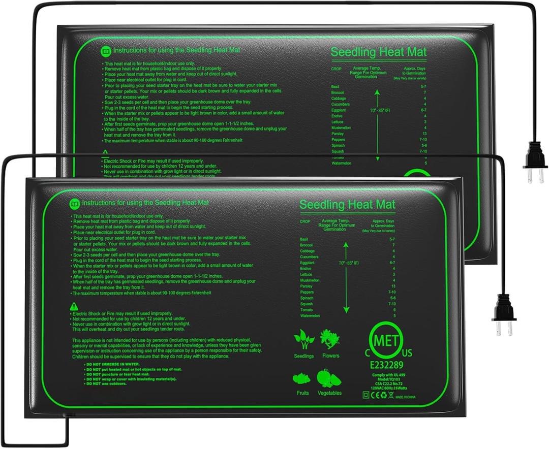 2 Pack Seedling Heat Mats, Waterproof Warm Hydroponic Heating Pad for Greenhouse Seed Starting, Germination, Indoor Gardening,2024 New Size 11.5"x 22.5"