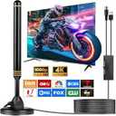 TV Antenna Indoor Antenna for Smart TV for Long Range Reception and All Smart TVs HD Digital Antenna with Amplifier Signal Booster for Local Channels Supports 4K 1080p-(Orange)