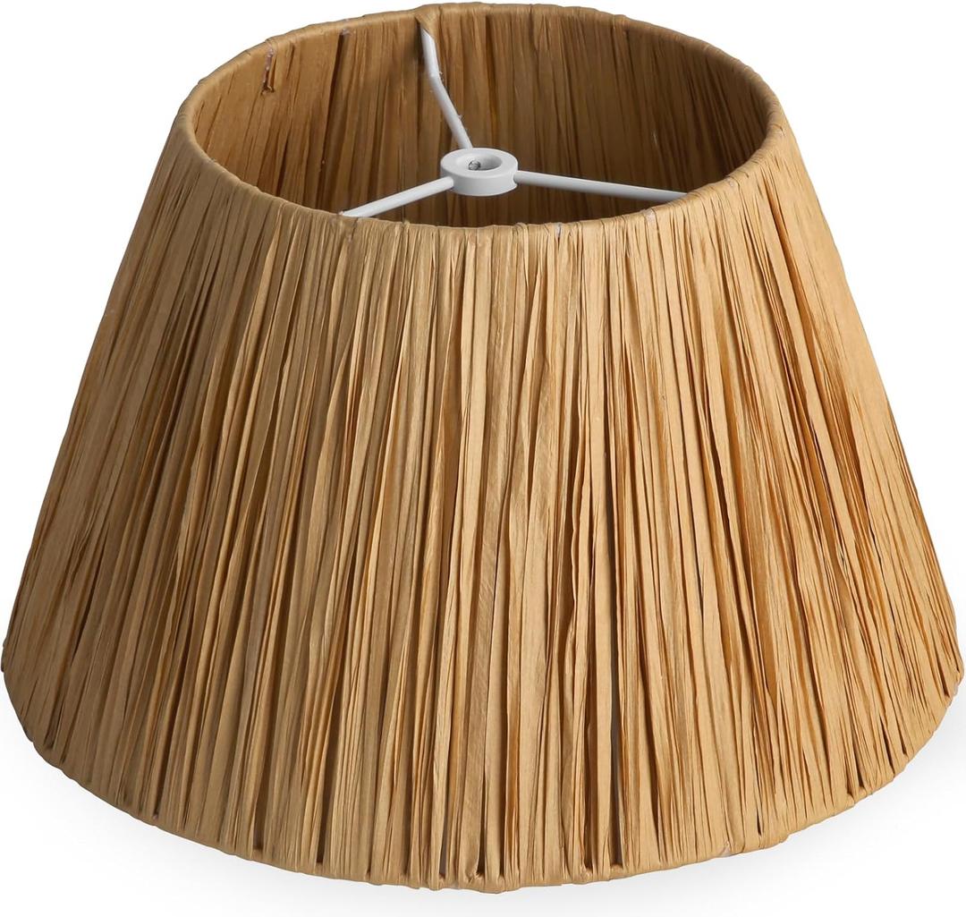 Lamp Shades,7.1" Top x 11.8" Bottom x 7.1" H,Barrel Shaped Natural Straw Lamp Shades, Shade Replacement for Bedside Lamps, Handmade Clip-On Shades for Wall Lamps 1 Pack