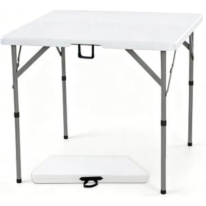 34" Square Folding Card Table, 3ft Foldable Portable Plastic Table, 34" x 34" x 15.7" or 29.1"