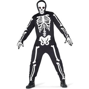 Halloween Skeleton Costume Jumpsuit for Men Adult, Skeleton Mask and Skeleton Gloves Size L