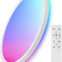 1 Pack 12 Inch Smart Ceiling Light Fixture, RGB LED Flush Mount Ceiling Light with Night Light, 24W 2400LM UltraSlim Ceiling Light with Remote, 16 Million DIY Colors, Works with Alexa/Google Home