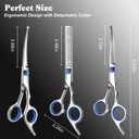Professional 4 in 1 Dog & Cat Grooming Scissors Kit with Safety Round Tips,Sharp & Durable,Dog Shears for Grooming - Includes Straight, Curved, Thinning Scissors and Comb - Premium Pet Supplies