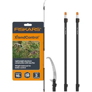 Fiskars 4-16 Ft XtendControl Extendable Modular Pole Saw & Tree Trimmer
15" X3 Double-Hooked Saw, Two 4-8 Ft Extension Poles, Fast Cutting with Sawdust Reliefs, Secure Locking System