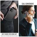 Compatible with iPhone 12/12 Pro Wallet Case with Card Holder RFID Blocking for Women Men, Double Magnetic Clasp Kickstand Shockproof Phone Case Fit for iPhone 12/12 Pro, Black