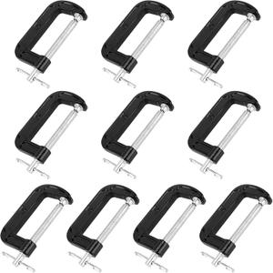 10 Piece 4 Inch Black C Clamp, Industrial Cast Iron C Clamps Bulk for Woodworking