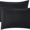 Bedsure Black Pillowcase Set - Queen Size (20x30 inches) Bed Pillow Cover - Brushed Microfiber, Wrinkle, Fade & Stain Resistant - Envelop Closure Pillow Case Set of 2 (Queen (20" x 30"), 05 - Black)