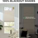 Joydeco No Drill Blackout Cordless Cellular Shades, 31" W x 64" H, Beige