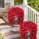 Faux Bougainvillea Artificial Flowers Plants for Outdoor Outside Decoration, 2 PCS Red Fake Flowers UV Resistant Look Real Silk Long Trailing Vines for Front Door Porch Planter Urn Patio Garden Yard