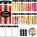 SLifeJars Clear Plastic Jars 32oz 12Pack Big Round PET Plastic Containers with Black Screw On Lids Reusable Empty Storage Jars with Lid Clear Containers for Household and Kitchen Organizing