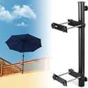 304 Stainless Steel Umbrella Holder for Deck Railing, Heavy-Duty Patio Umbrella Mount, Easy Installation Adjustable Outdoor Umbrellas Base(Post, Black)