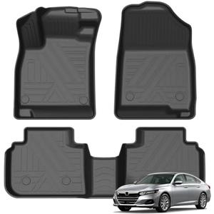 KUST Floor Mats for 2018-2022 Honda Accord Accessories | All Weather Car Mats, Front Rear 2 Rows Floor Liners, TPE Rubber, Raised Edge