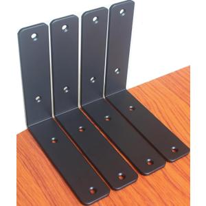4 Pack - L 6" x H 6" x W1.5, 5mm Thick Black L Shelf Bracket, Iron Shelf Brackets, Metal Shelf Brackets, Floating Shelf, Shelf Supports with Screws