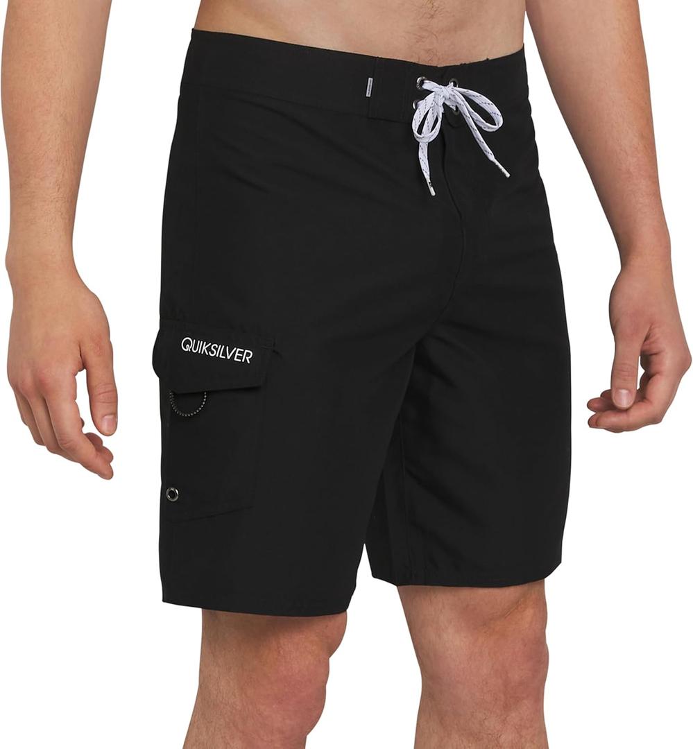 Quiksilver Men's Swimwear Regular Fit Fixed Waist UPF 50 Quick Dry 20 Inch Board Shorts (38, Black)