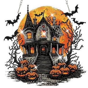 HEIBAGO Halloween Diamond Art Hanging Kits for Adults Kids, Hanging Diamond Art Castle, 5D Special Shaped Crystal Diamond Painting Kit Pumpkin, DIY Pattern Window Pendant for Home Wall Decor 8.3x8.3In HEIBAGO Halloween Diamond Art Hanging Kits for Adults Kids, Hanging Diamond Art Castle, 5D Special Shaped Crystal Diamond Painting Kit Pumpkin, DIY Pattern Window Pendant for Home Wall Decor 8.3x8.3In