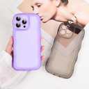 Compatible with iPhone 16 Pro Max Case 6.9" 2024, Cute Kawaii Curly Wave Frame Shape Soft Silicone Shockproof Protective Phone Cover for Women Girls, Clear/Purple