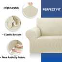 KEKUOU Stretch Oversized Sofa Slipcover 1 Piece Couch Sofa Cover (94"-110") Furniture Protector 4 Seater Sofa with Elastic Bottom for Kids,Pet.Jacquard Checked Pattern Fabric(X Large,Beige)