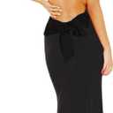 RARITYUS Womens Elegant Satin Bow Maxi Dress Sexy Cowl Neck Backless Wedding Guest Dress Cocktail Party Evening Gown (Small, Black)
