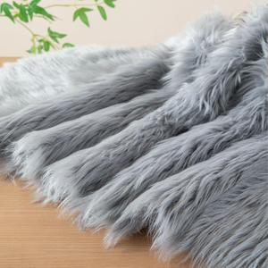 Faux Fur Fluffy Crafts Fabric 23.6x59 inch Grey, Long Pile Shaggy Fur Fabric for Costume, Halloween Decoration, Home Sewing, Craft Arts Supply, Upholstery, Christmas Plush Furry Material